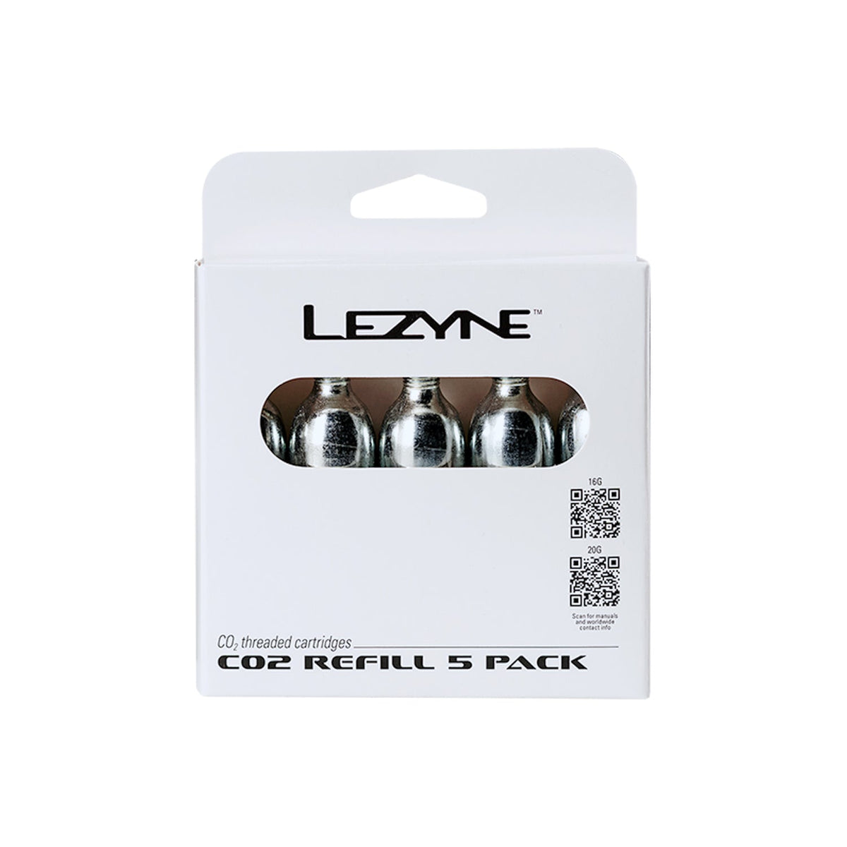 Lezyne 20g CO2 Cartridges (5-Pack) - Silver