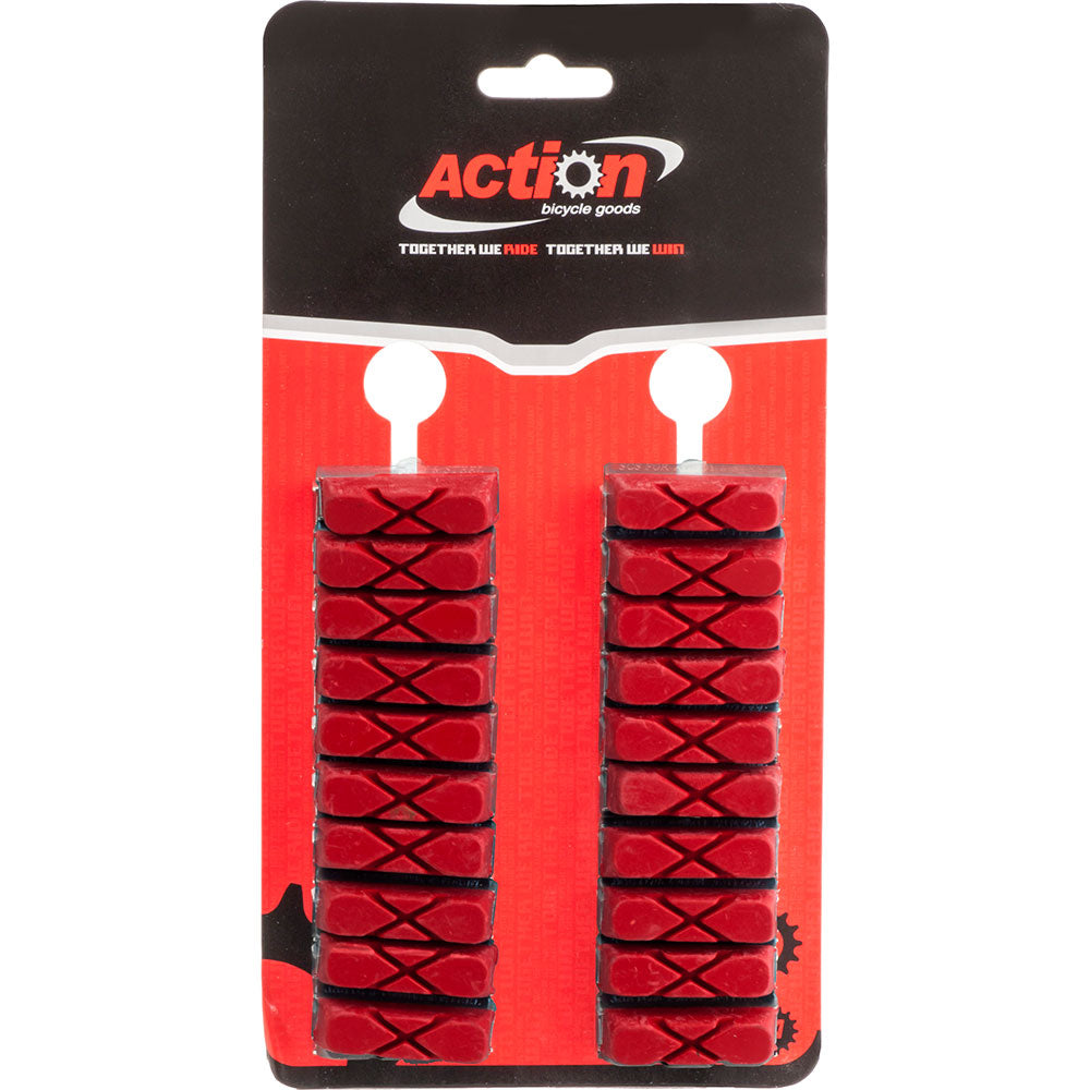 BRAKE SHOE ROAD ACTION X-CUT RED CARD OF 10 PAIR