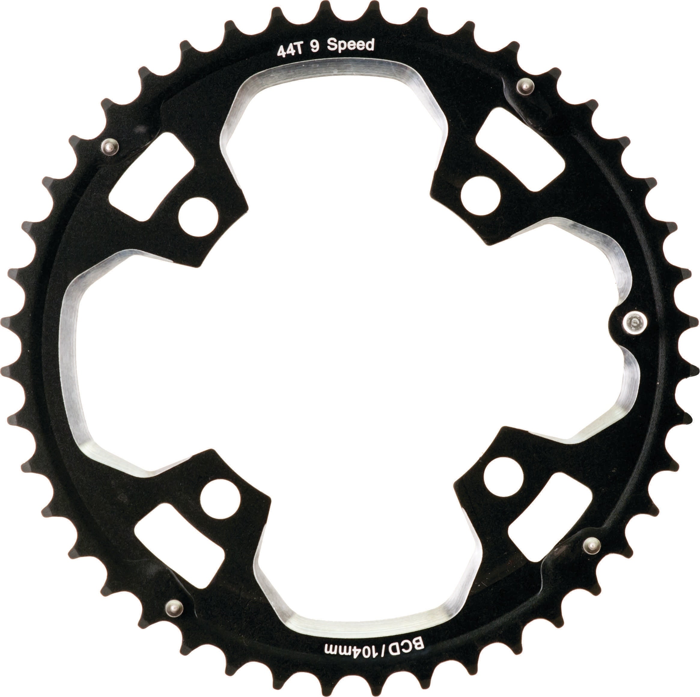 CHAINRING ACTION 104MM 44T BLK/SIL 3/32" RAMPED