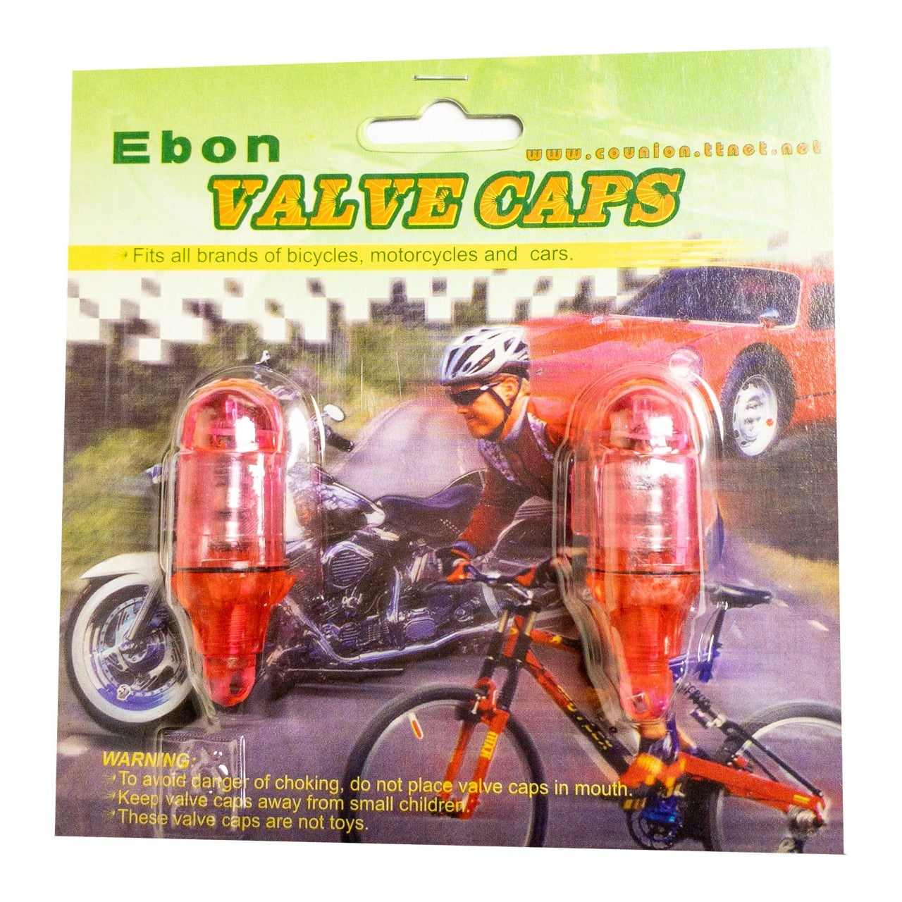 EBON VALVE CAP SENSOR LIGHT PAIR PINK w/ RED LED