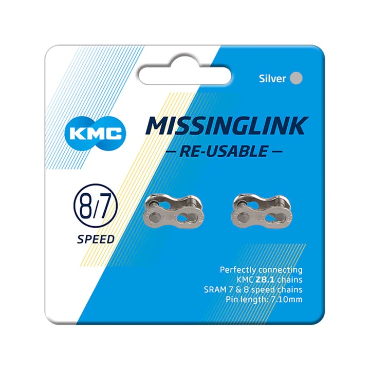 CHAIN LINK KMC MISSING LINK  8SPD 7.1MM CARD OF 2