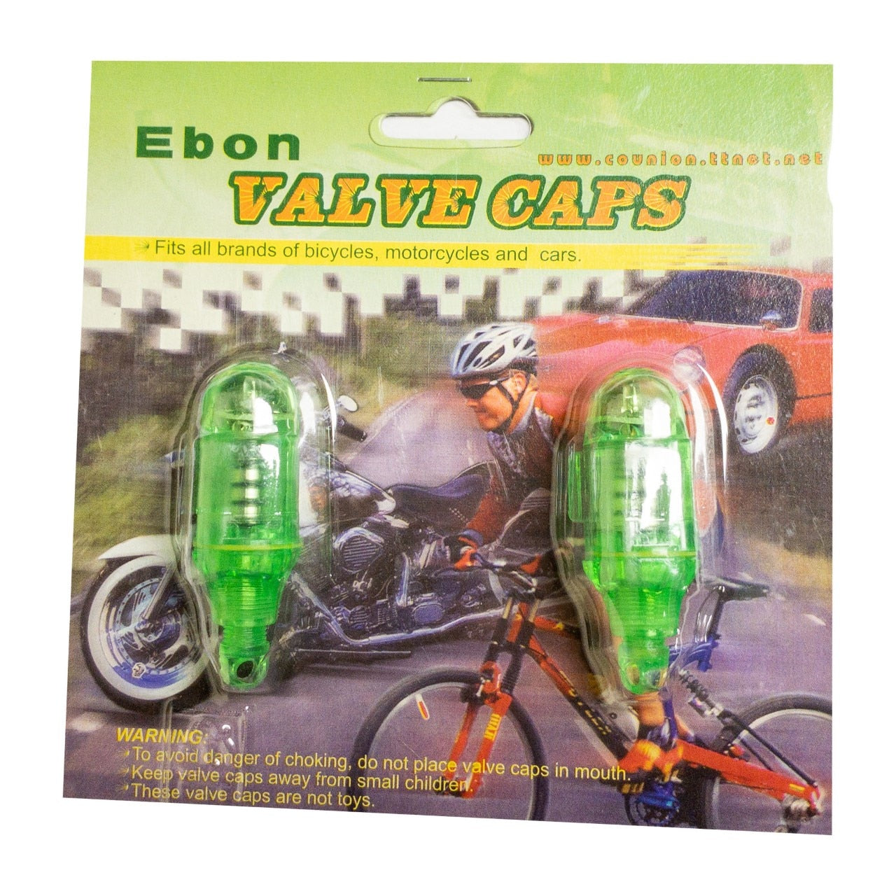 EBON VALVE CAP SENSOR LIGHT PAIR GREEN w/ WHITE LED