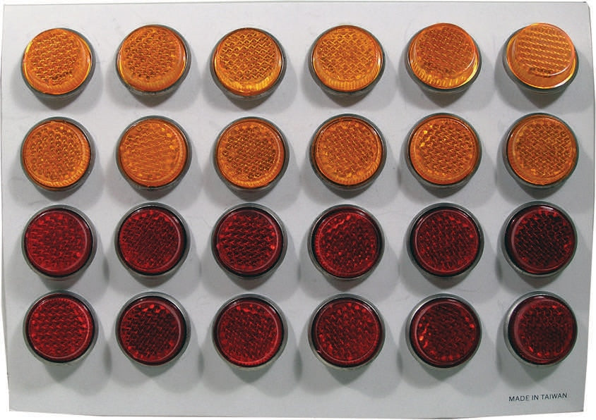 REFLECTOR ACTION 1" ORANGE/RED CARD OF 24 PCS