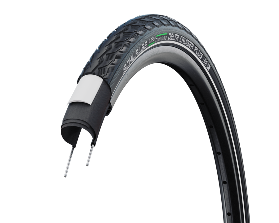 Schwalbe Delta Cruiser Plus PunctureGuard Tire - 26 x 1.75 - 26 x 1.75 Black Reflex